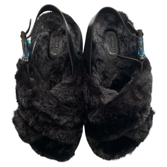 MONCLER Solarisse Faux Fur Leather Warm Slingback Sandals, IT37/US7 SRP: $695 - Picture 5 of 16